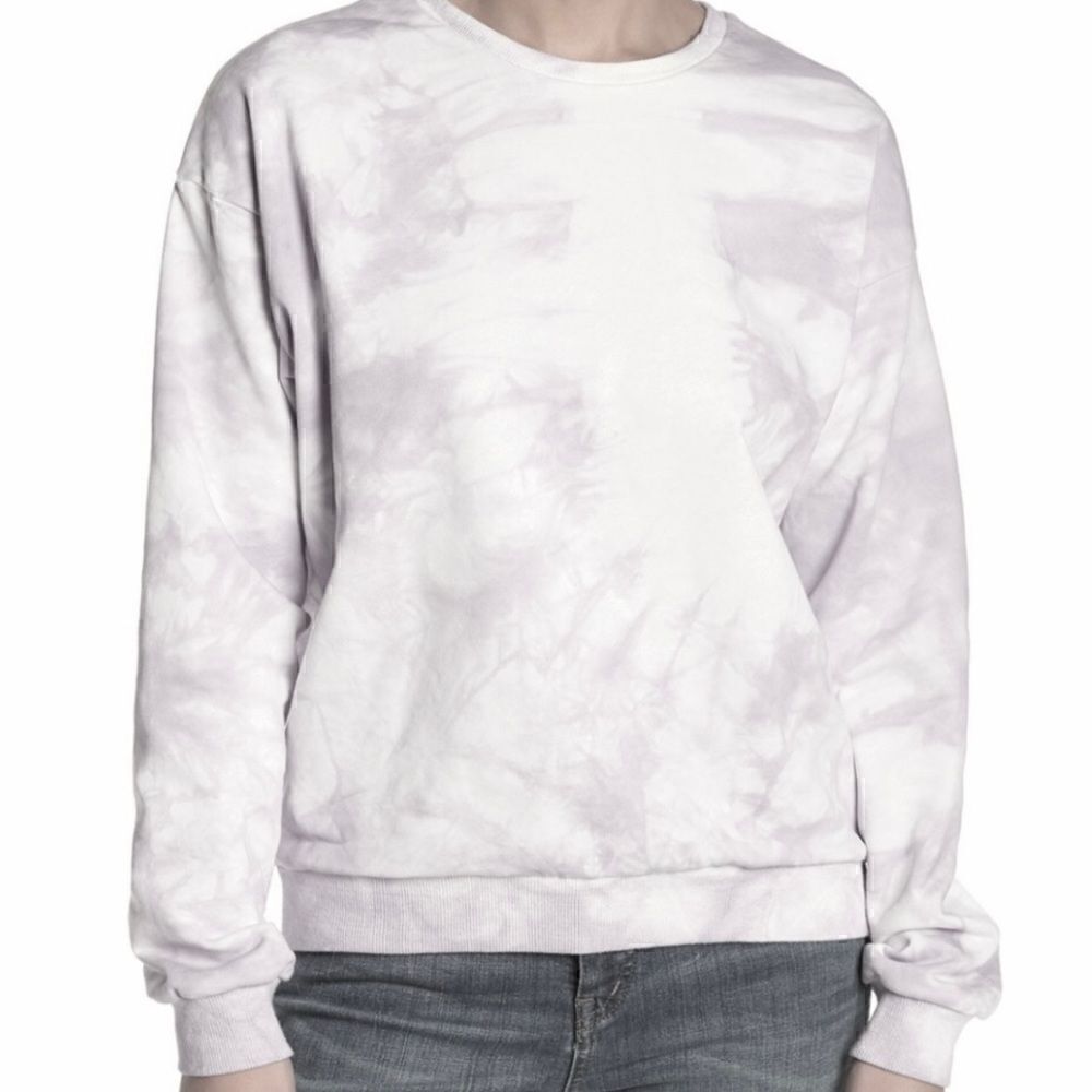 Melloday Tie Dye Sweatshirt Long Sleeves Lavender Gray White L